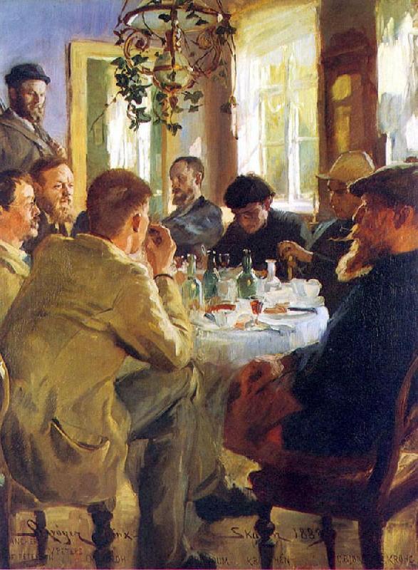 Peter Severin Kroyer The Artists Luncheon oil painting picture
